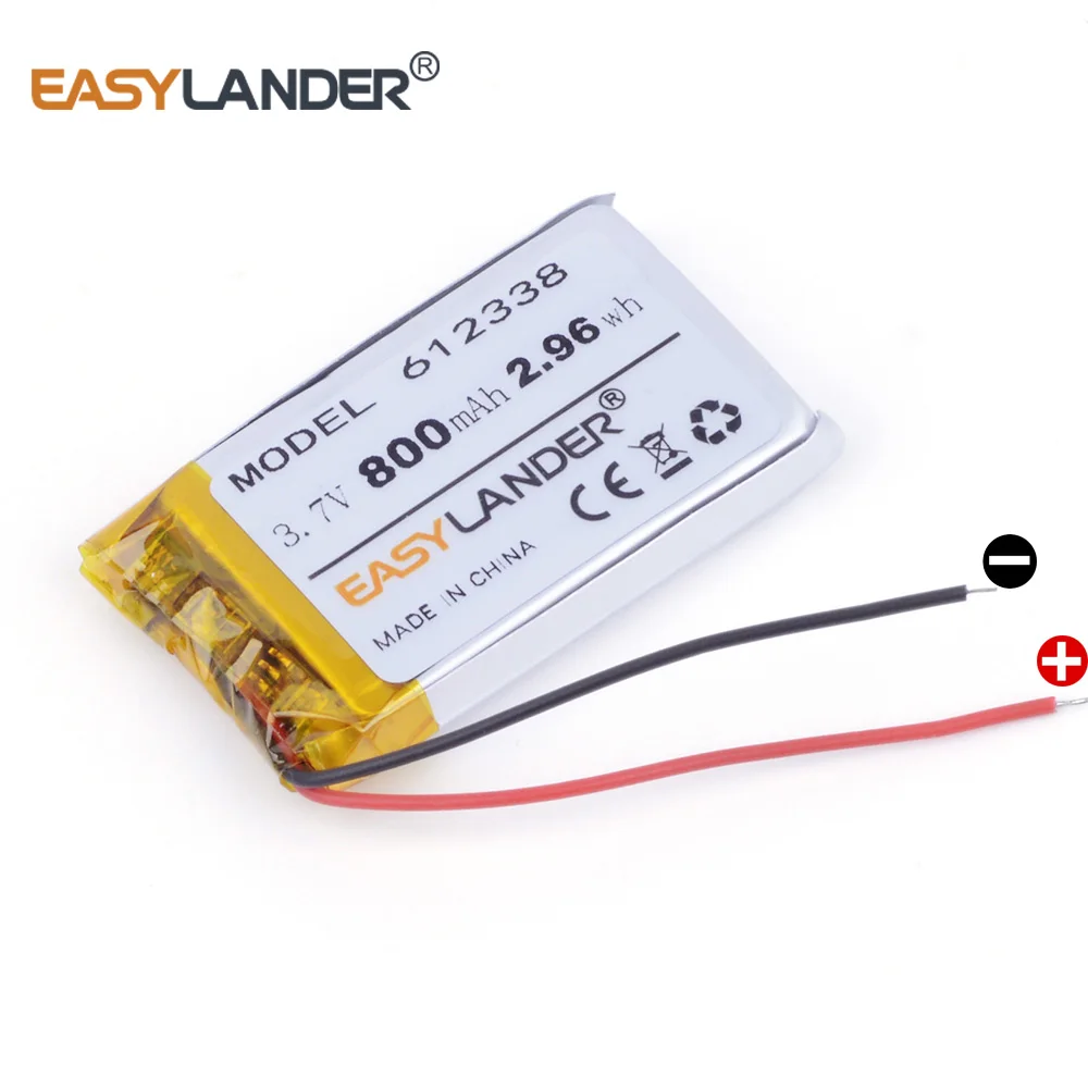 

Free shipping Sent from Moscow 800mAh 3.7 V 612338 smart home MP3 speakers Li-ion Polymer battery for DVR GPS mp4 cell phone