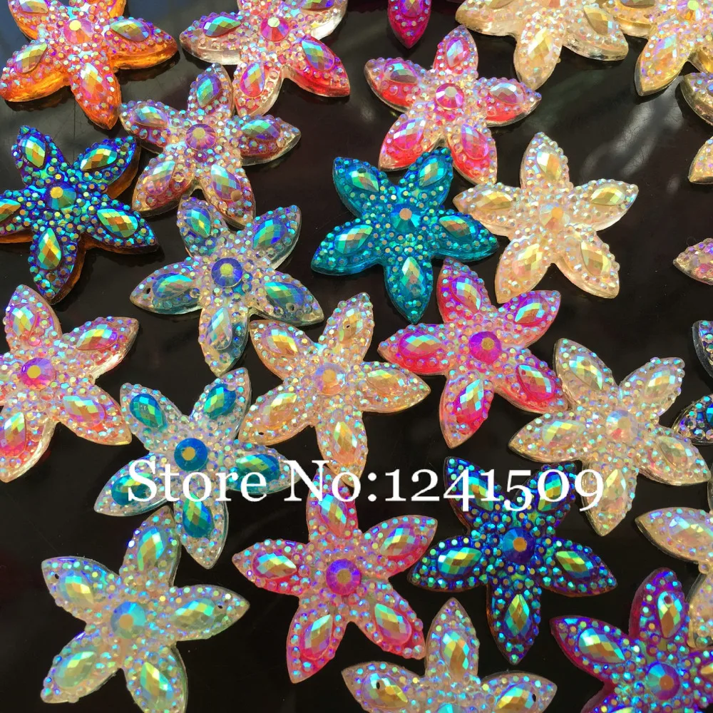 Красивые Пять лепестков случайная смесь цветов 30 шт 30 мм Для пришить свободные бусины кристаллы смолы модные стразы головной убор аксессуар