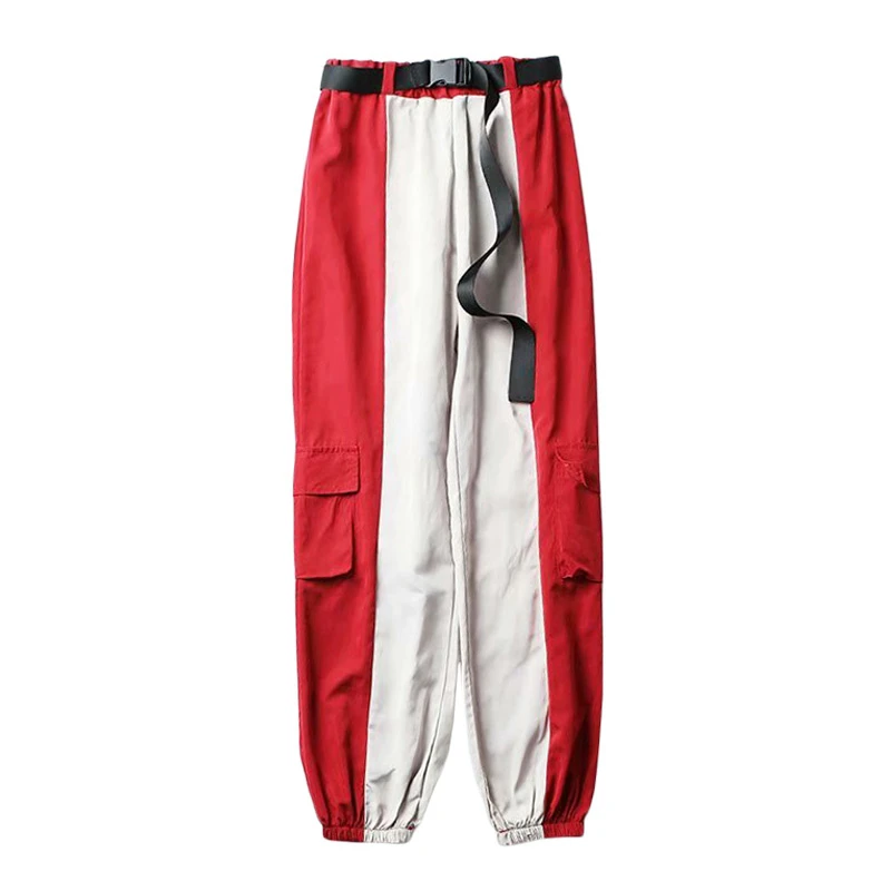 red and white cargo pants