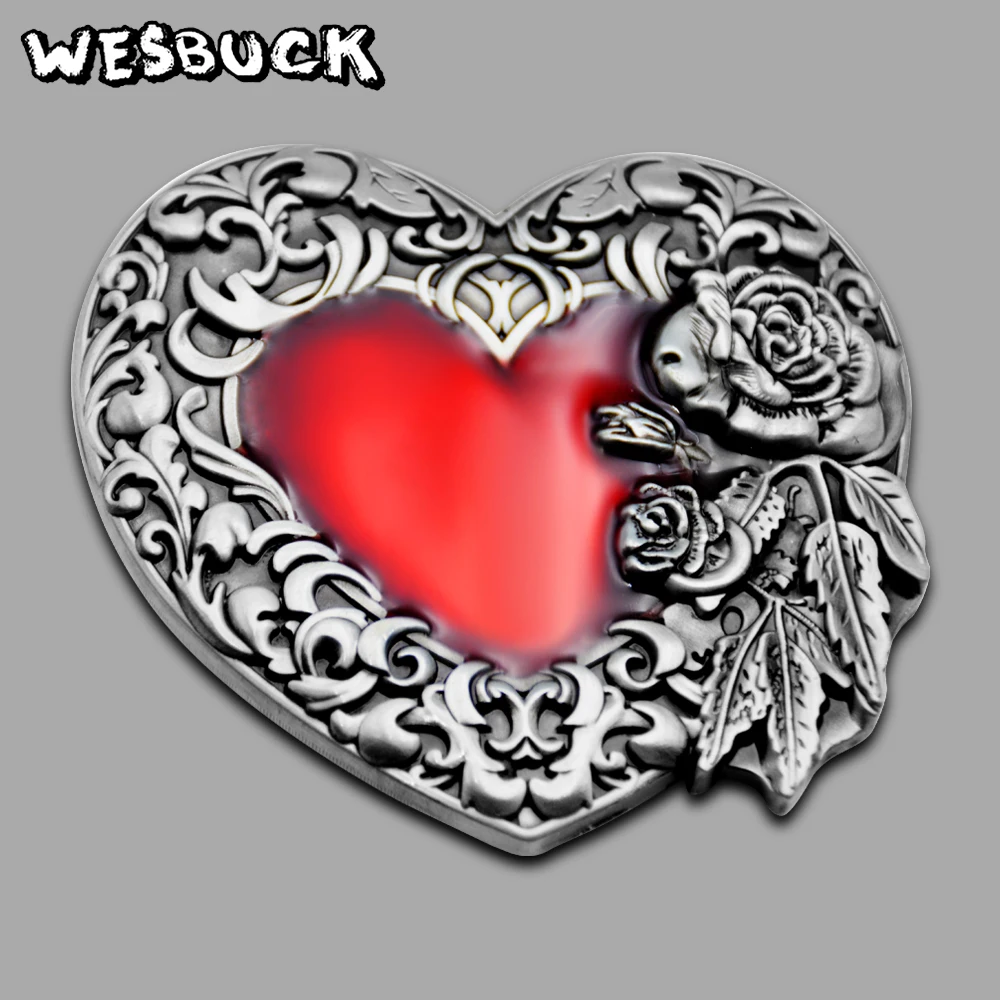 WesBuck Фирменная Высококачественная 3D Красная любовь розы модная пряжка ремня с PU