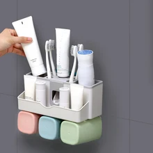Новая многофункциональная зубная щетка держатель без сверла настенное крепление для ванной комнаты Стеллаж для хранения Диспенсер для зубной пасты для ванной поставка Лидер продаж