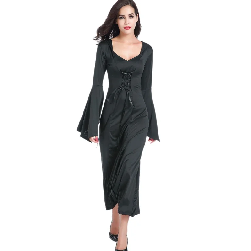 

Dance skirt Halloween stage dress retro queen long skirt Europe and America long Skirt death evil costume