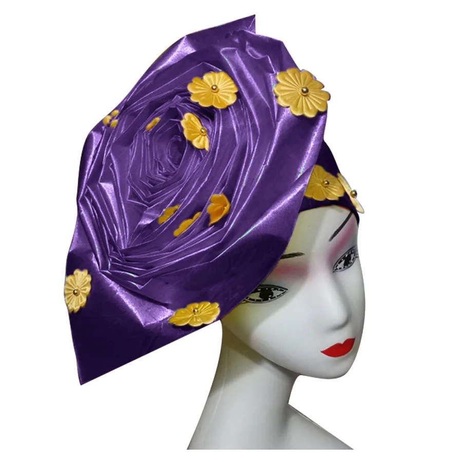 Auto gele nigerian gele headtie already made auto hele turban cap african aso ebi aso oke headtie 2018 (17)