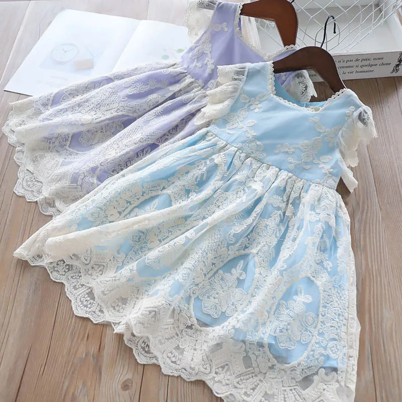 

2019 Summer Girl Embroidered Flower Net Layer Children's Dress Wholesale