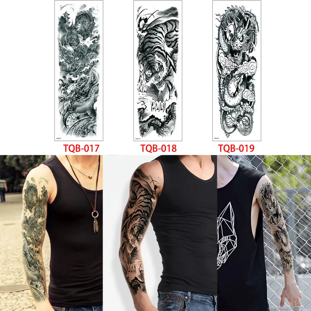 Glaryyears 3 шт./компл. полные руки татуировки тела для Для женщин Для мужчин TQB Большой Сексуальная временная татуировка Стикеры череп цветок рука сзади - Цвет: TQB Set 06