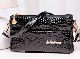 Femininas небольшая сумка крокодил картина мешок Для женщин Курьерские сумки для Для женщин сумки черный клатч - Цвет: Черный