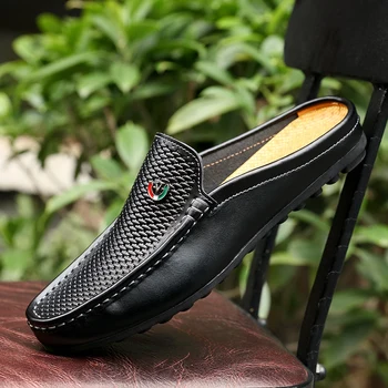 

Casual Shoes Male Summer Big Size 38-46 Half Slippers Casual Loafers Breathable Mens Casual Shoes Slippers Fashion Loafers