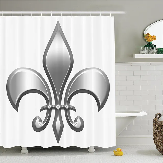 Fleur De Lis Decor Shower Curtain Set Lily Flower Symbol Nobility