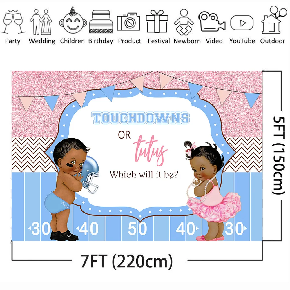 Mehofoto Baby Shower Photo Background for Photography Gender Reveal Party Backdrop Newborn Background Pink Shiny Blue Studio