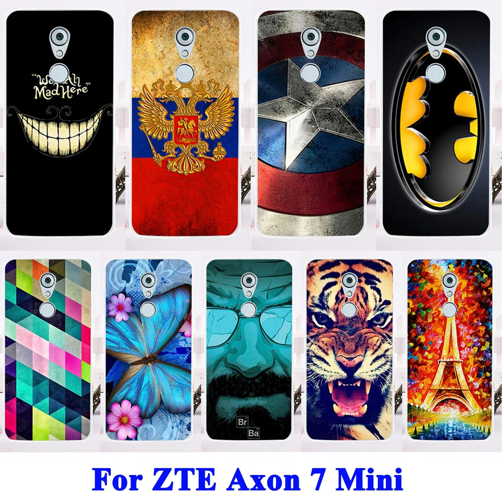 

Cell Phone Cases For ZTE Axon 7 Mini Housing Covers Cat Tiger Captain American Shell Bags Soft TPU Hard Plastic Axon 7 Mini Case