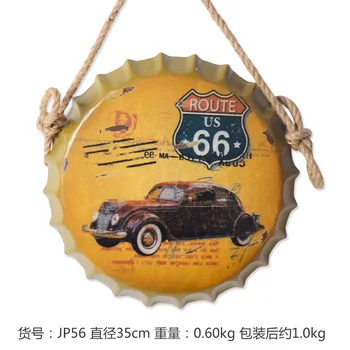 

"Route 66" 3D effect tin sign Wall Hangings Vintage Metal Painting Beer Cap Bar Cafe Decoration Poster Mural Craft 35X35 CM