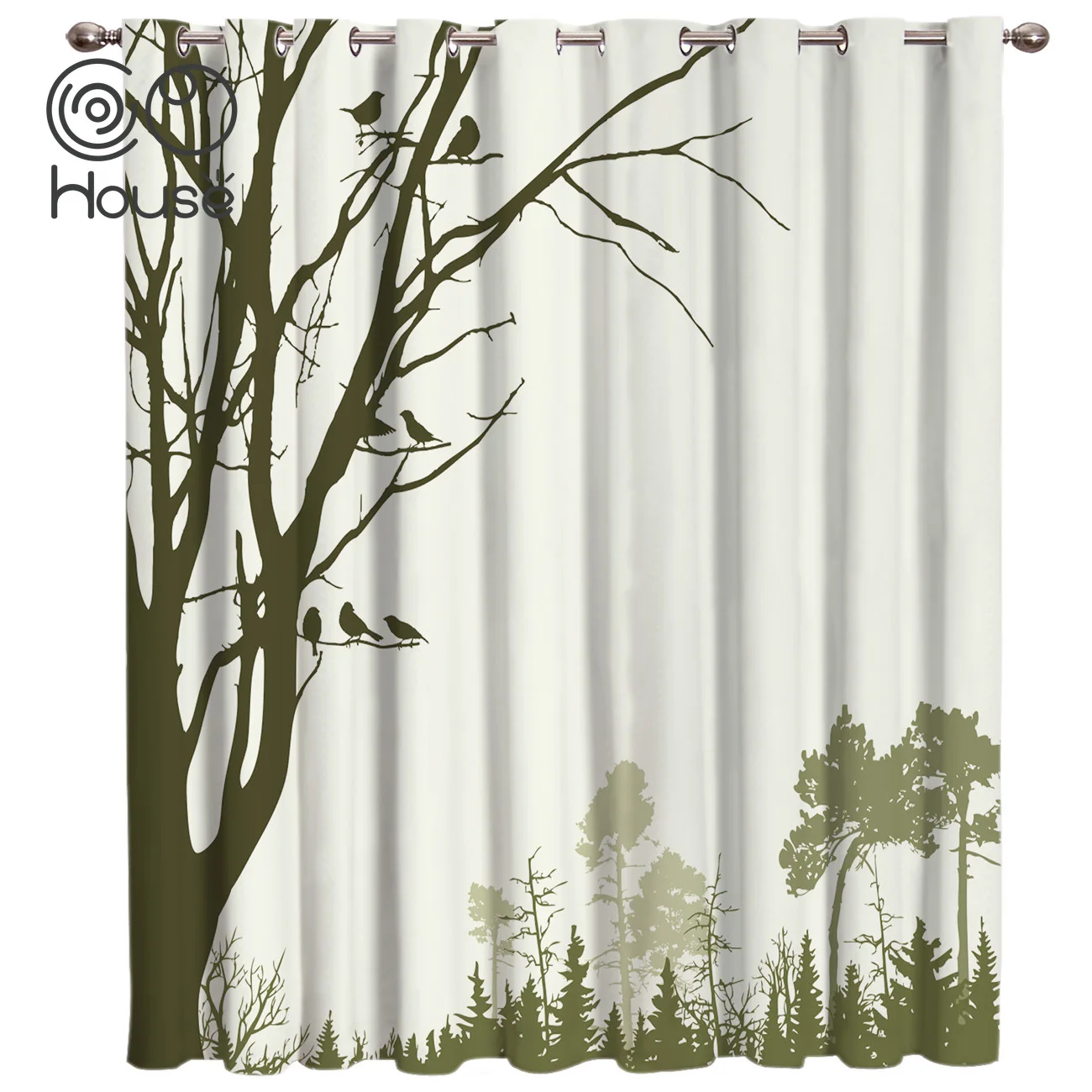 

COCOHouse Wild Coniferous Forest Window Curtains Dark Curtain Rod Living Room Bathroom Blackout Curtains Drapes Decor Kids