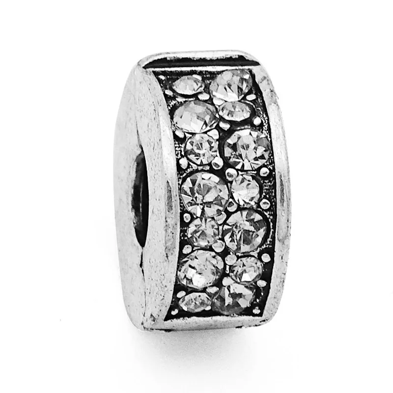 

Free Shipping 1PC Silver Copper Stopper Charms Crystal Clips Beads Fits European Pandora Bracelets & Bangles