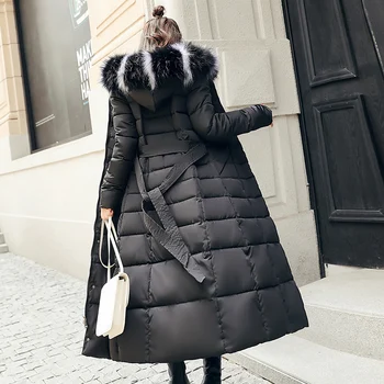 

FANMUER 2019 Winter coat Women Long Thick Warm Parka Coat Women Fashion Slim Cotton Padded fur collar outwear warm jacket