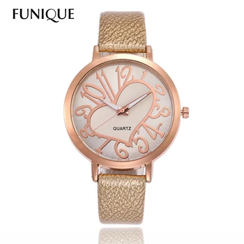 

FUNIQUE Cute Women Watch Numerals Clock Heart Pattern Women Leather Quartz Watch Hours Ladies Wrist Watch For Dropshipping