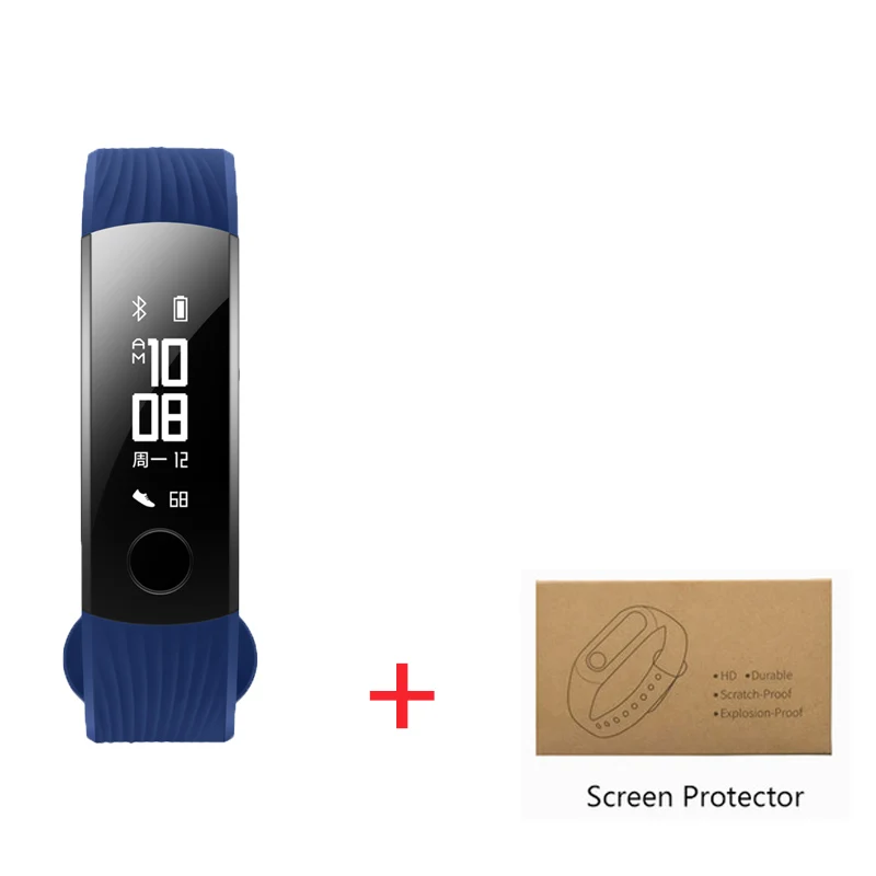 Huawei Honor Band 3 Смарт-браслет в режиме реального времени с контролем сердечного ритма 5 атм водонепроницаемый для плавания фитнес-трекер для Android iOS - Цвет: blue add film