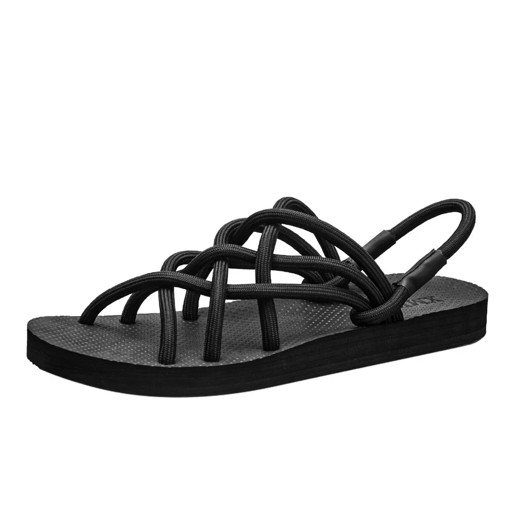

SAGACE Summer Couples Flat Shoe Cross Belt Beach Anti-Slip Toe Post Roman Beach Sandals Solid Color Comfortable Sandals May 21