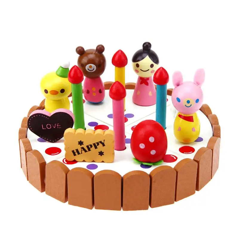 Birthday Cake Children Play Toy Mini Kitchen Food Toys Wooden Cake Toy