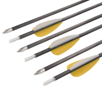 

12Pcs Arrows Pure Carbon Spine 600 ID4.2mm Arrow 2" TPU Vane Bullet Point Shooting Target Recurve Bow Archery Bow Free Shipping