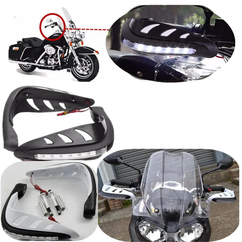 7/8" 22mm Motorcycle Handlebar Hand Guard Protector with LED Turn