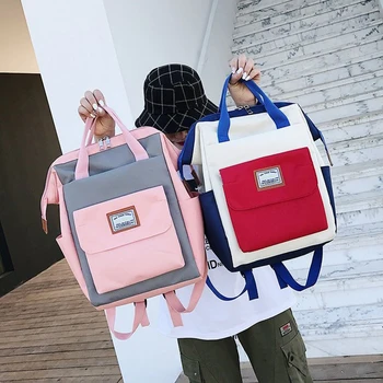 

New Fashion Canvas Backpack Women Casual Travel Backpack Big Capacity Laptop School bag Tote For Teen Girls Simple Shoulder Bag