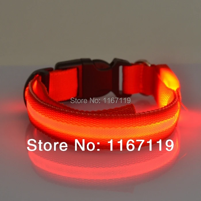 

Wholesale 2pcs/lot Adjustable Pet Dog/Cat Glow Nylon Night Flashing Safety Collar Necklace Glowing in the dark For Puppy Dog
