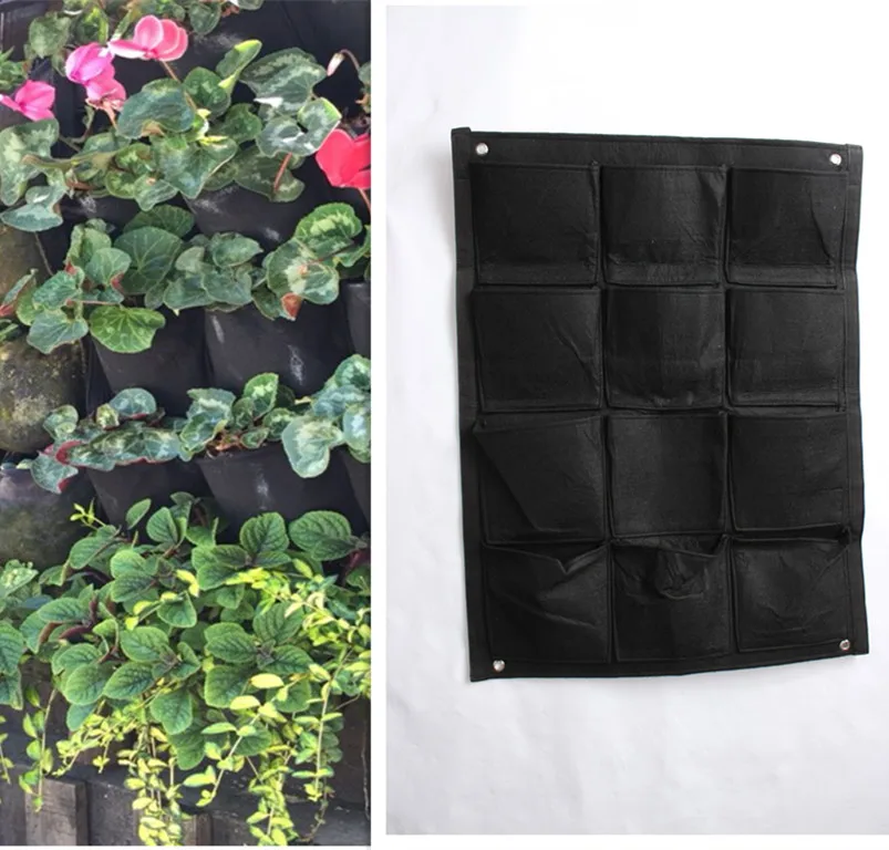 pocket garden new Felt Wall Grow Bag Green Garden Bag Hanging Wall Planting Bag Outdoor Garden