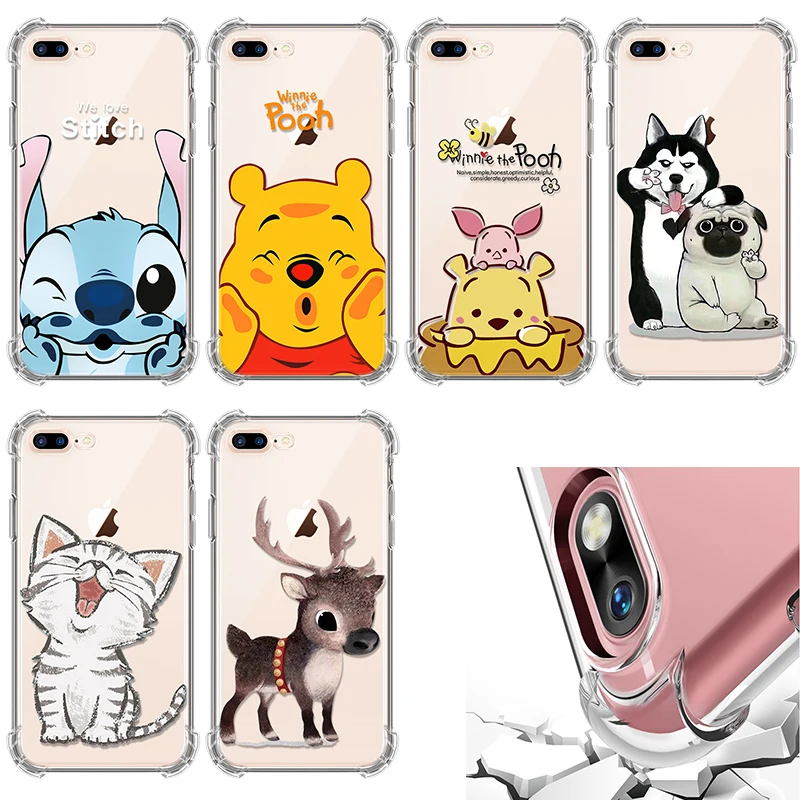 

Animal Cute Cases FOR iphone XR X XS Max 10 Soft Clear Airbag Anti-knock For iphone 7 8 6 6S 5 5S SE Plus Case For iPhone 8Plus