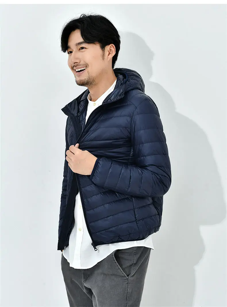 90% White Duck Down Jacket Men Winter Ultralight Light Hooded Male Parka Coat Man Brand Clothing Muls High Quality Outwear MD707-04