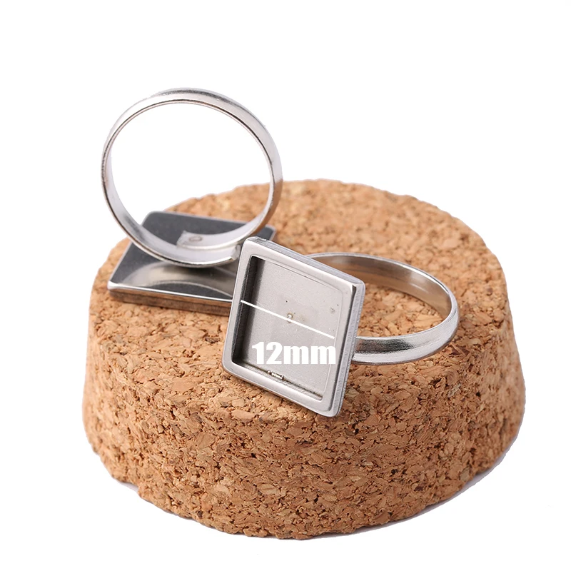 

onwear 10pcs 12mm cabochon ring base settings adjustable stainless steel rings bezel blanks diy jewelry accessories