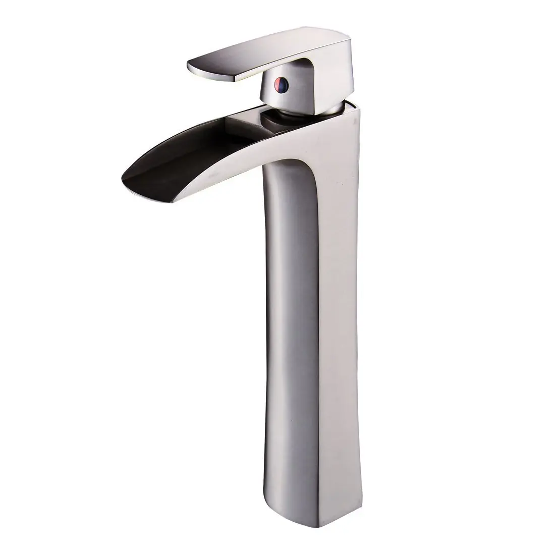 

DRF Faucets Brushed Nickel Waterfall Bathroom Sink Faucet Single Handle Single Hole Vessel Lavatory Faucet Basin Mixer Tap Tall