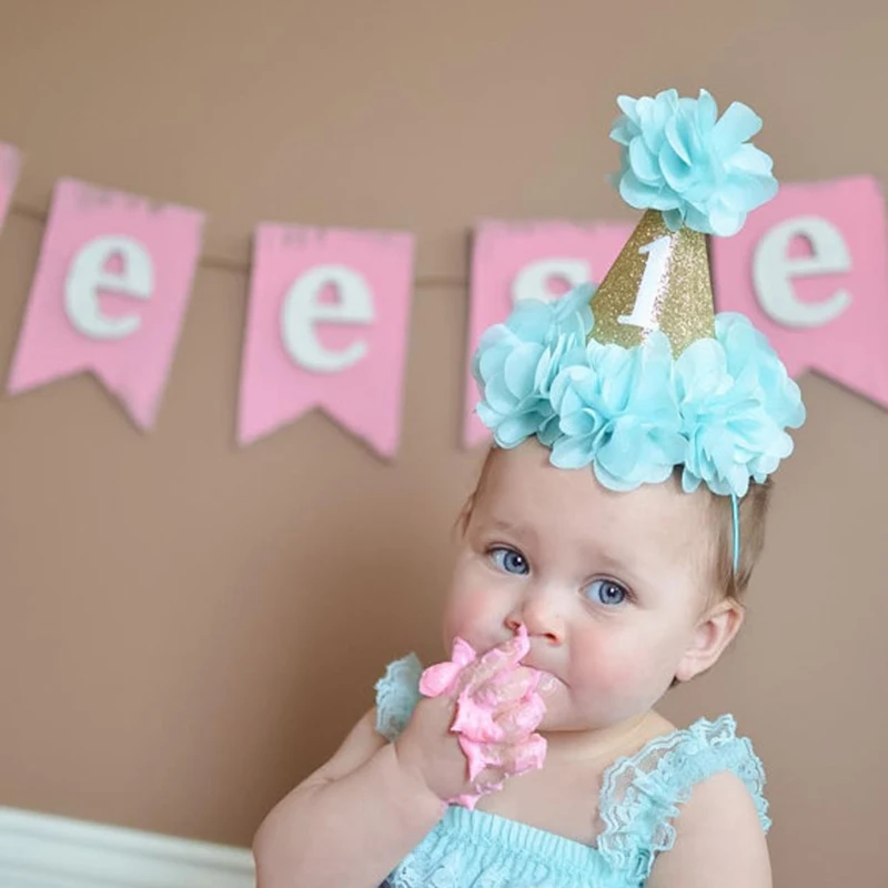 1 year baby first Birthday Party Hats caps Digital Age one Cupcake
