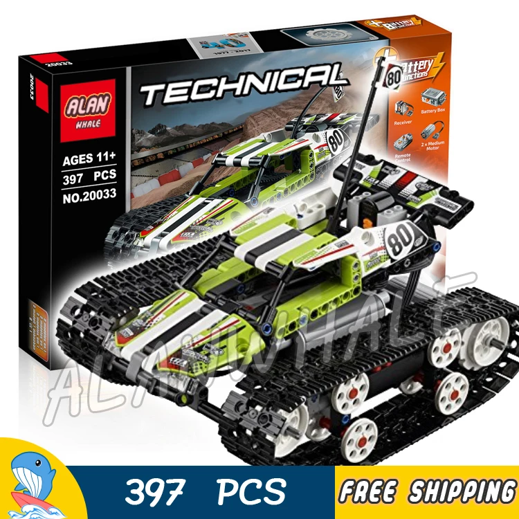 

397pcs Techinic 2in1 Remote Controlled RC Tracked Racer 20033 DIY Model Cars Building Kit Blocks Gifts Toys Compatible With Lego