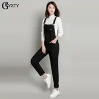 GBYXTY Plus Size 6XL Korea Stijl Losse Denim Rompertjes Jumpsuit Womens Lente Zomer Strap Pocket Overalls Lange Broek Jeans ZA344