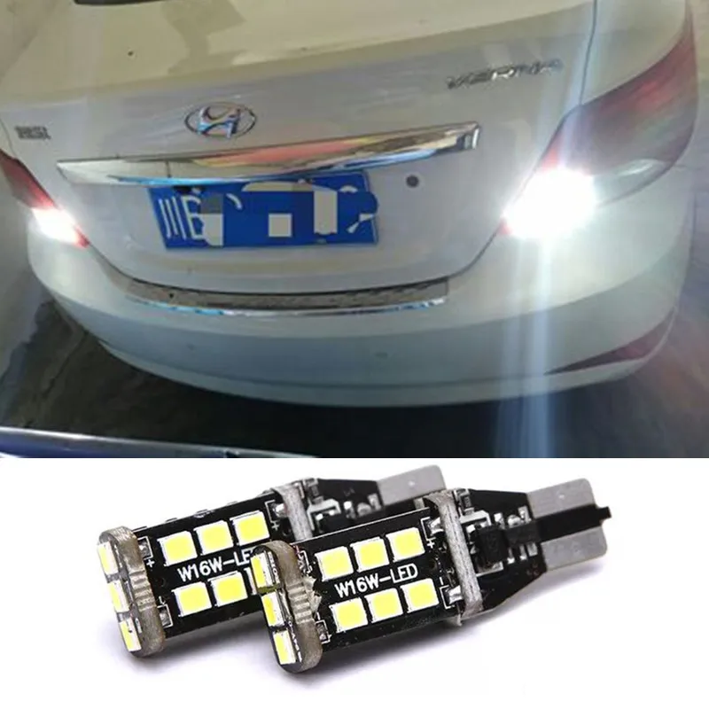 2x T15 W16W 912 921 белый светодиодный светильник обратный для Hyundai IX35 IX25 Santa Fe Sonata 9 Tucson 2015