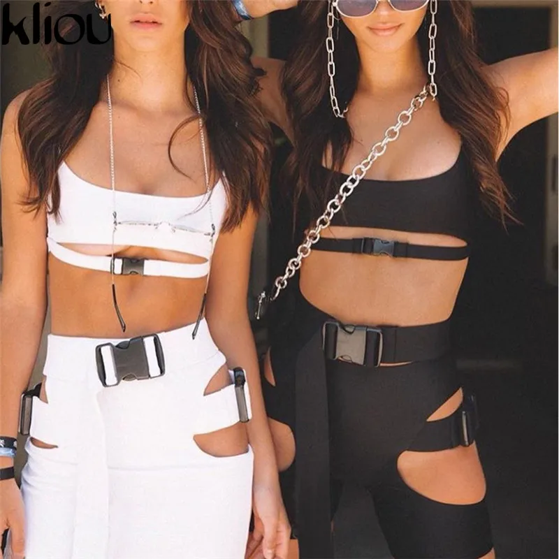 Kliou Buttpn مثير بلون النساء قطعتين مجموعات 2018 جديد أزياء مثير الجوف خارج حمالة المحاصيل كاميس زر يطير التنانير مجموعات Kliou Buttpn مثير بلون النساء قطعتين مجموعات 2018 جديد أزياء مثير الجوف خارج حمالة المحاصيل كاميس زر يطير التنانير مجموعات