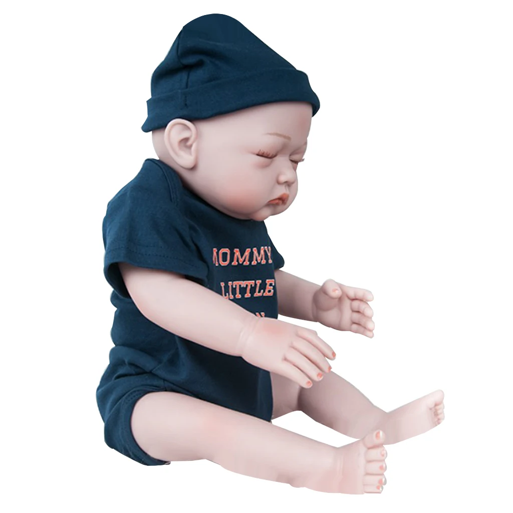 MagiDeal Life Size Realistic Soft Vinyl Newborn Baby Boy Doll in Rompers Hat