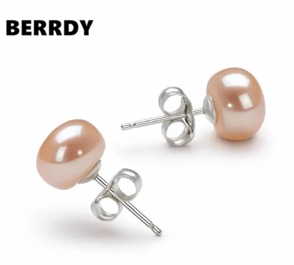 Real Pearl Natural Stud Earrings 7 8mm Size Orange Real Pearl Natural Stud Earrings 7 8mm Size Orange Color Fashion Jewelry In From Accessories On Aliexpress