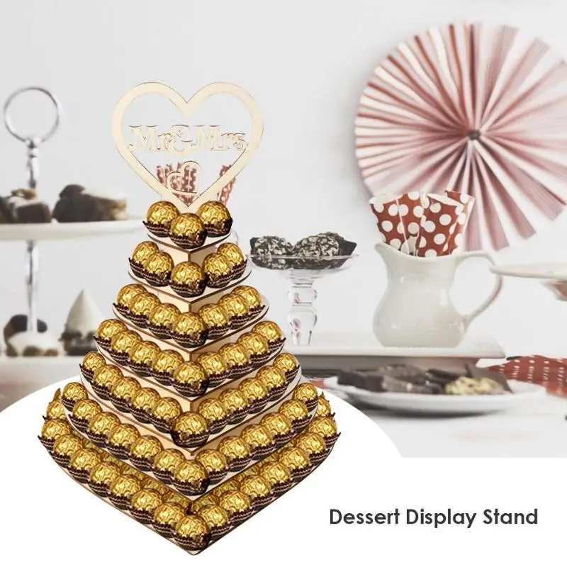 

Wooden 7 Layers Fondant Cake Display Tower Heart-shaped Food Stand Wedding Birthday Party Cake Decorating Tool