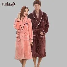 Осень-зима Для женщин утолщение, кимоно, широкая одежда Фланелевая пижама Для женщин пары коралловый халат из флиса; теплая одежда для сна банный халат A216