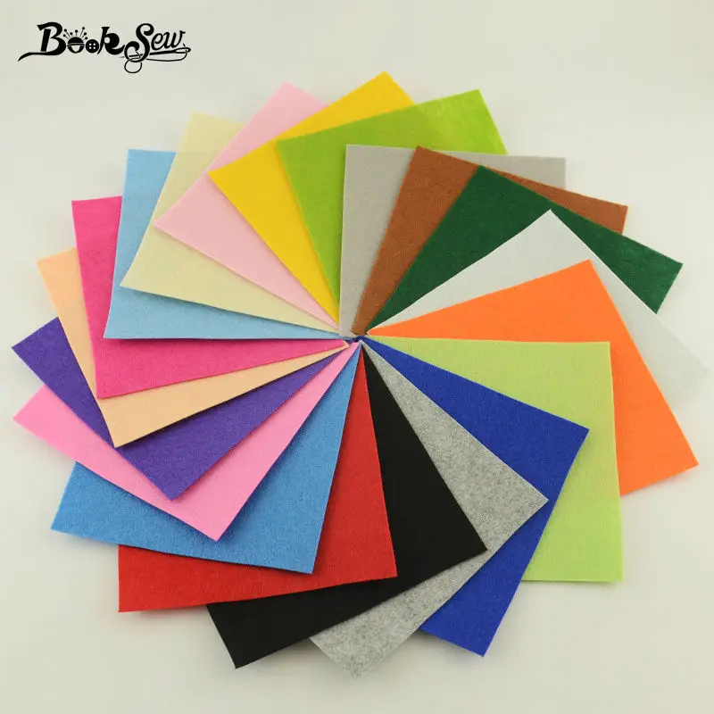 

Booksew 100% Polyester Nonwoven Felt Fabric Different Colors DIY 20PCS/lot 30CM*30CM Clean Materials Gifts Package Suitcase