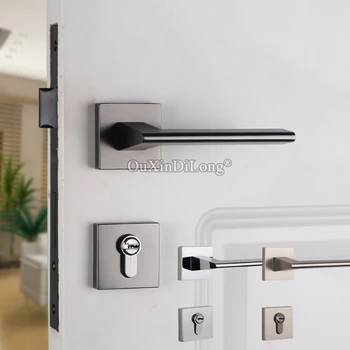 

High Quality European Mute Mortise Door Lock Set Copper Interior Silent Door Lever Lock for Living Room Bedroom Bathroom 3Colors