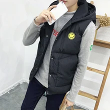 Для мужчин s пиджак без рукавов, жилет для мужчин, зимние повседневные модные повседневные пальто с капюшоном на хлопковой подкладке Для мужчин жилет c утеплителем