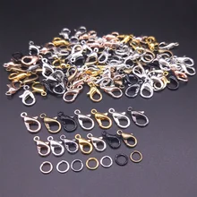 Gancho de lagosta/100 peças, 30 peças círculo aberto anéis de pular achados de jóias fazer colar pulseira fivela de jóias acessórios