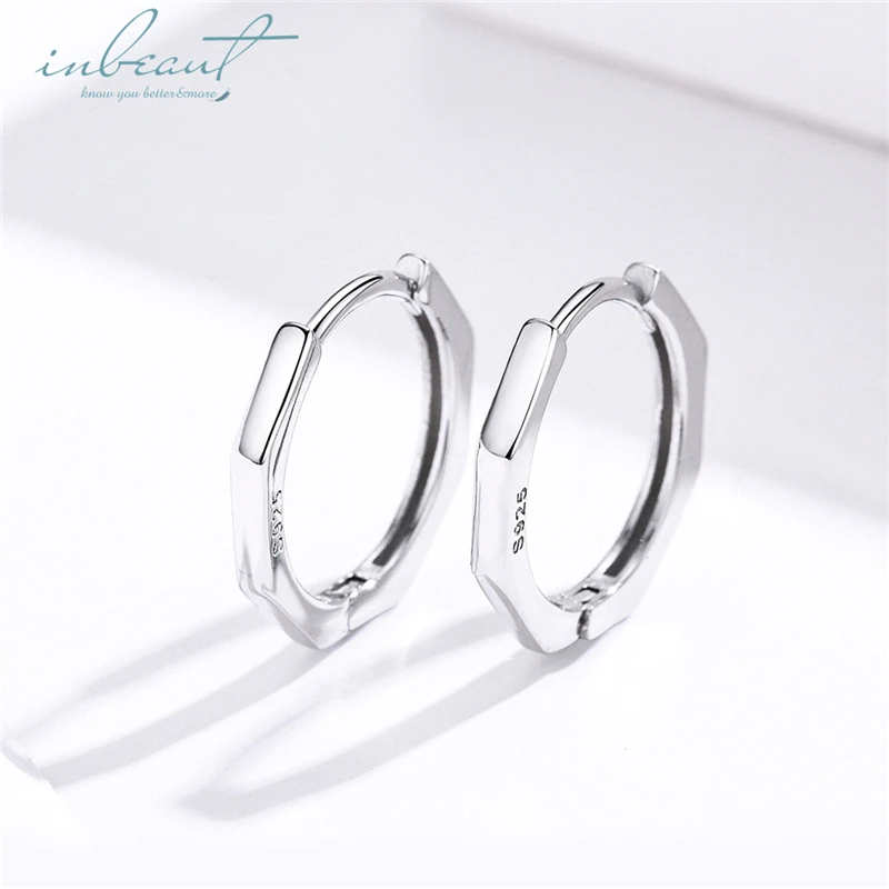 

inbeaut Hot Sale 100% 925 Sterling Silver Women's Trendy European minimalism Round Hoop Earrings Original Korean Fashion Jewelry