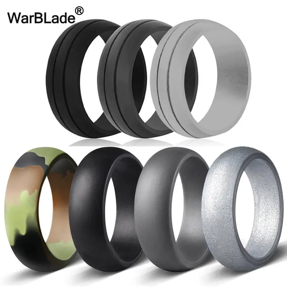 16 Styles 7pcs/set Food Grade FDA Silicone Ring For Men Women Wedding Rubber Bands Hypoallergenic Flexible Silicone Finger Ring 