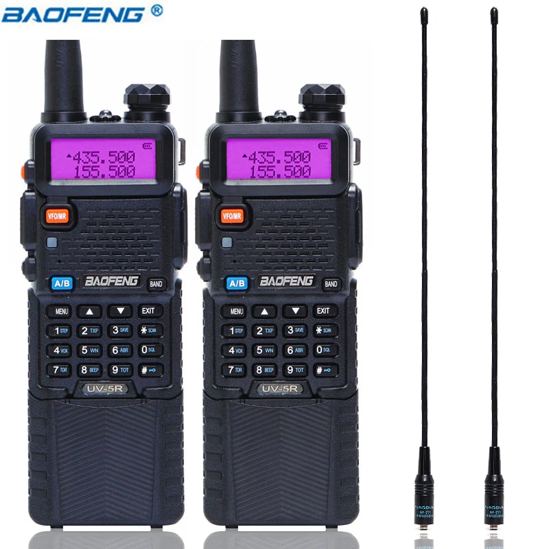 2 шт. Baofeng UV-5R 3800 мАч двухканальные рации 5 Вт двухдиапазонный UHF 400-520 МГц VHF 136-174 МГц двухстороннее радио рации CB Ham радио