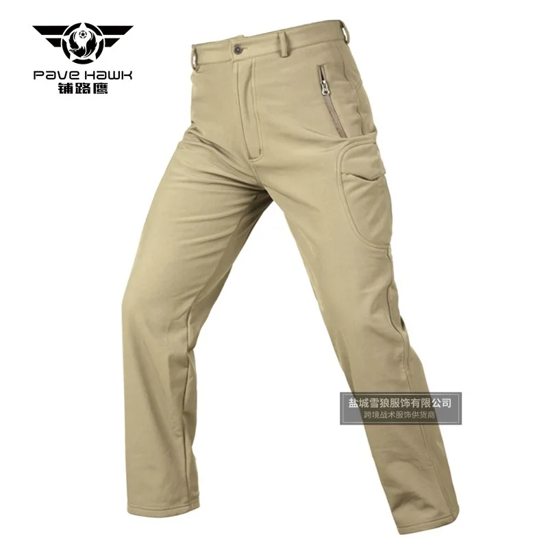 Горячая Акула мягкая оболочка тактические брюки для мужчин и женщин Открытый Кемпинг Пешие Прогулки альпинистские армейские военные охотничьи рыболовные мужские брюки - Цвет: Huang Jun