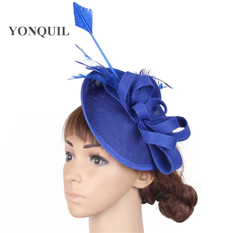 Rosa quente banquete headwear imitação sinamay fascinators
