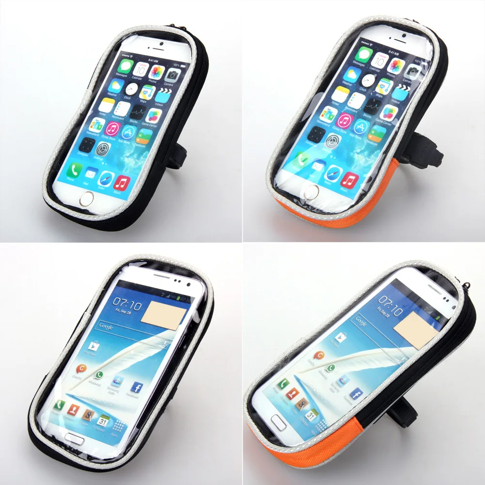 Excellent Waterproof Bike Bicycle Front Bag Cycling Phone Case Touchable PVC Screen Cell Phone Bag Reflective 4.7-5.5inch Cycling Bags 2